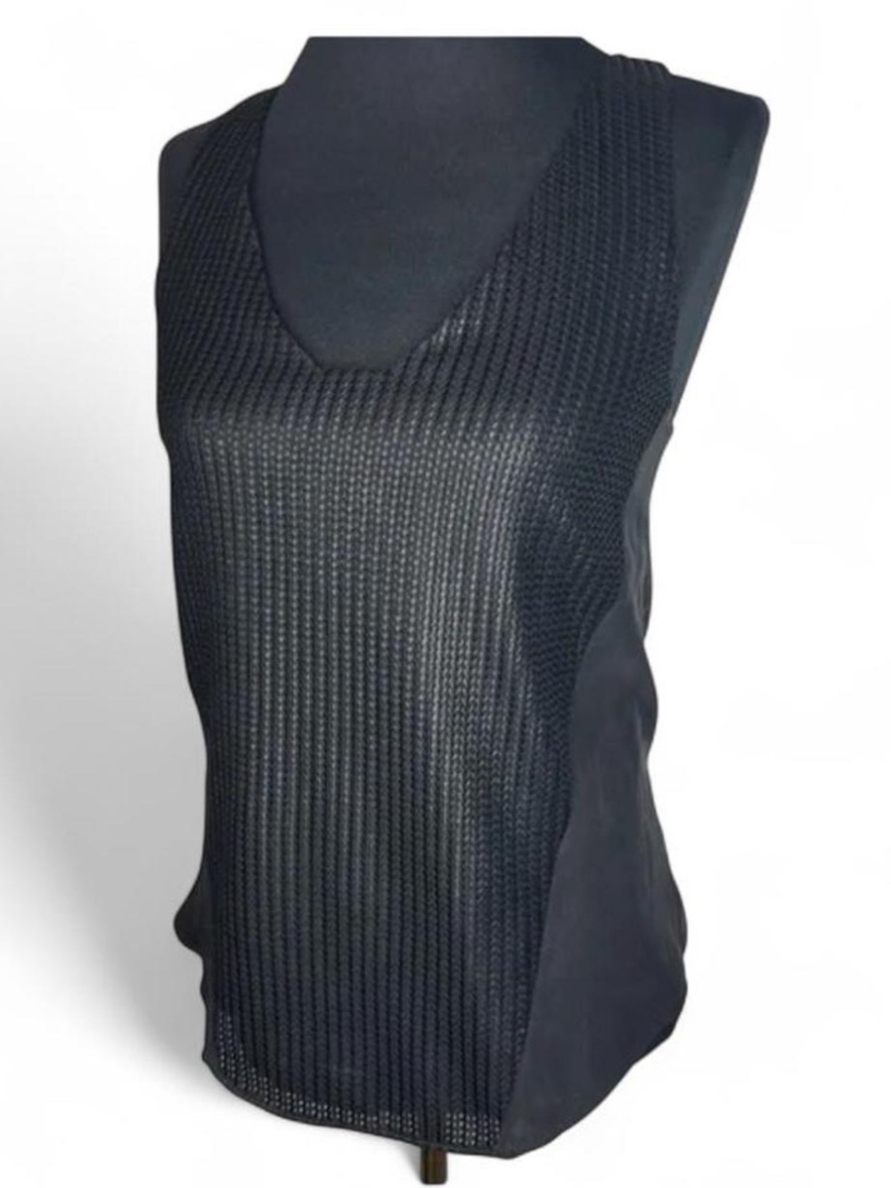 Ramy Brook Black Silk Tank Top with woven detail